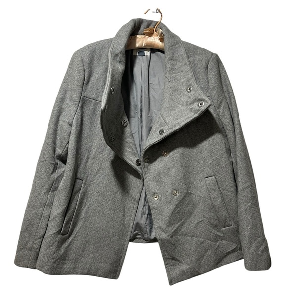 Old Navy gray Funnel Neck Wool pea coat Jacket Size Large - Picture 3 of 6
